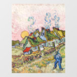 Vincent van Gogh - Houses en Afbeelding Raamsticker<br><div class="desc">Houses and Figuur / Getatched Cottages in the Sunshine Reminiscence of the North - Vincent van Gogh,  1890</div>