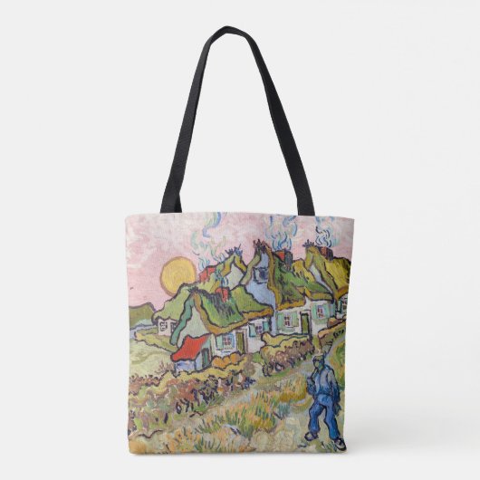Vincent van Gogh - Houses en Afbeelding Tote Bag (Achterkant)