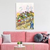 Vincent van Gogh - Huizen en Figuur Canvas Afdruk (Insitu (Woonkamer))