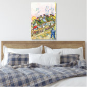 Vincent van Gogh - Huizen en Figuur Canvas Afdruk (Insitu (Slaapkamer))