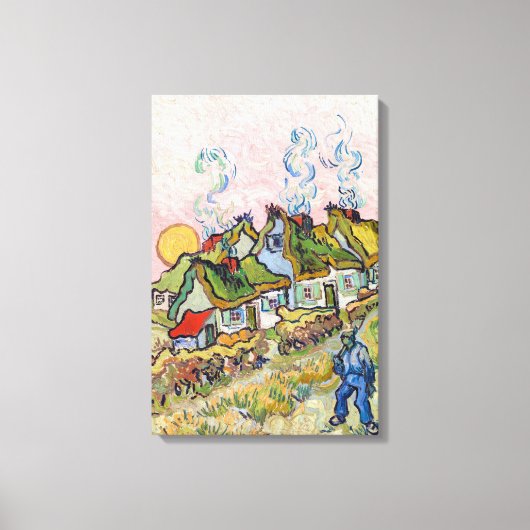 Vincent van Gogh - Huizen en Figuur Canvas Afdruk (Voorkant)