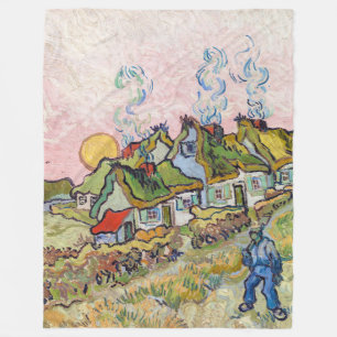 Vincent van Gogh - Huizen en Figuur Fleece Deken