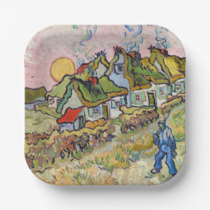 Vincent van Gogh - Huizen en Figuur Papieren Bordje