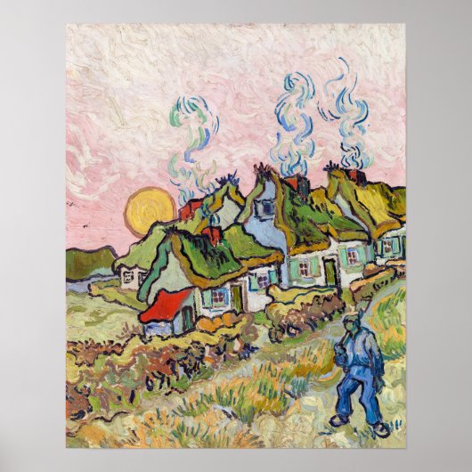Vincent van Gogh - Huizen en Figuur Poster (Voorkant)