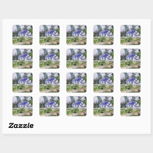 Vincent van Gogh, Huizen te Auvers, Vierkante Sticker (Vel)
