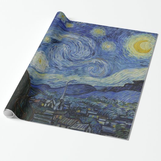 Vincent van Gogh Iconic Sterrennacht Cadeaupapier (Uitgerold)
