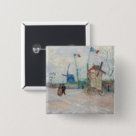 Vincent van Gogh - Impasse des Deux Freres Vierkante Button 5,1 Cm (Voorkant /achterkant)