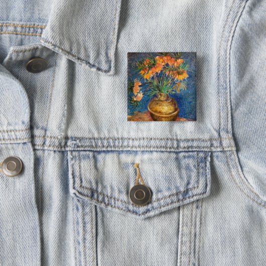 Vincent van Gogh - Imperial Fritillaries Vierkante Button 5,1 Cm (In situ)