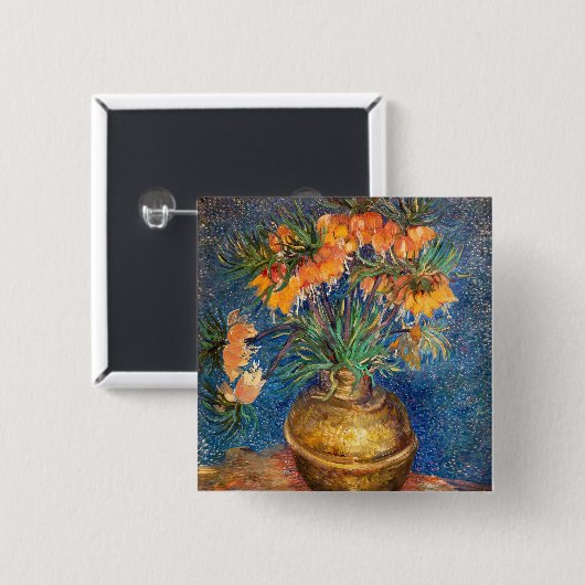Vincent van Gogh - Imperial Fritillaries Vierkante Button 5,1 Cm (Voorkant /achterkant)