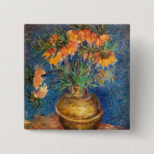 Vincent van Gogh - Imperial Fritillaries Vierkante Button 5,1 Cm