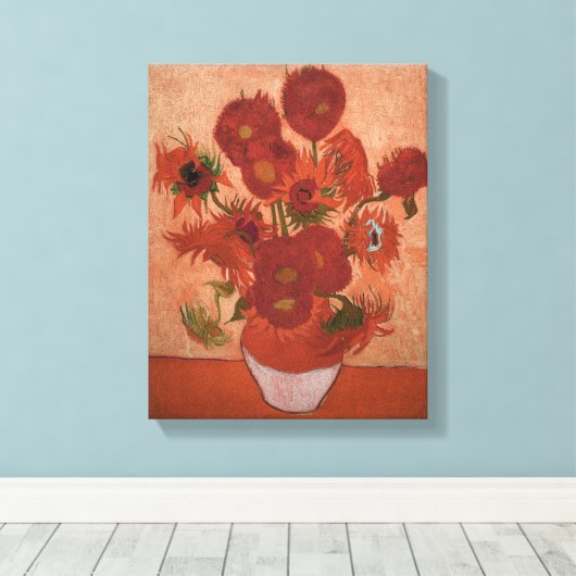 vincent van gogh impressionist sunflower fine art canvas afdruk (Insitu (Houten vloer))