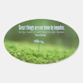 Vincent van Gogh Inspirerend Quote Grote Dingen Ovale Sticker (Voorkant)