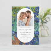 Vincent van Gogh Iriseert Bloemen Fotobruiloft Kaart (Staand voorkant)