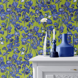 Vincent Van Gogh Irises Cobalt Blue Apple Green Behang