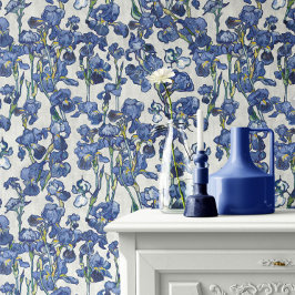Vincent Van Gogh Irises Cobalt Blue Stone White Behang