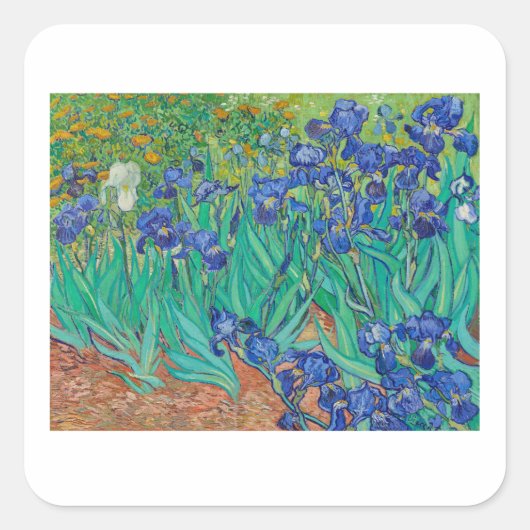 VINCENT VAN GOGH "IRISES" ENVELOPE SEAL VIERKANTE STICKER (Voorkant)