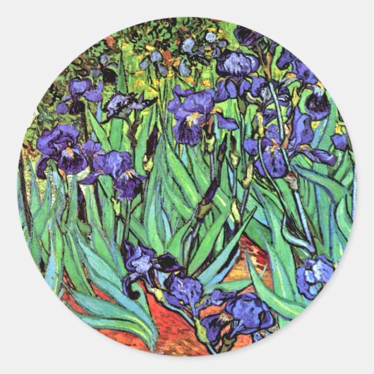 Vincent Van Gogh - Irises - Flower Lover Fine Art Ronde Sticker (Voorkant)