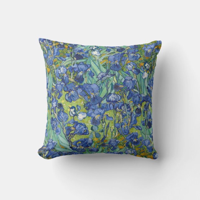 Vincent Van Gogh Irises in Blue and Green Kussen (Voorkant)