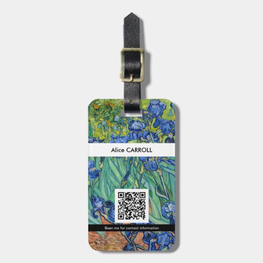 Vincent Van Gogh - Irises - QR-code Bagagelabel (Voorkant verticaal)