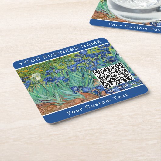 Vincent Van Gogh - Irises - QR-code Kartonnen Onderzetters (Schuin)