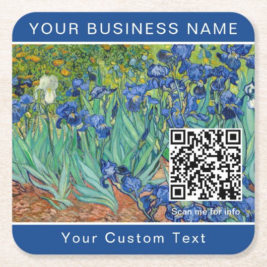 Vincent Van Gogh - Irises - QR-code Kartonnen Onderzetters (Voorkant)