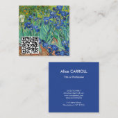 Vincent Van Gogh - Irises - QR-code Vierkante Visitekaartje (Voorkant / Achterkant)