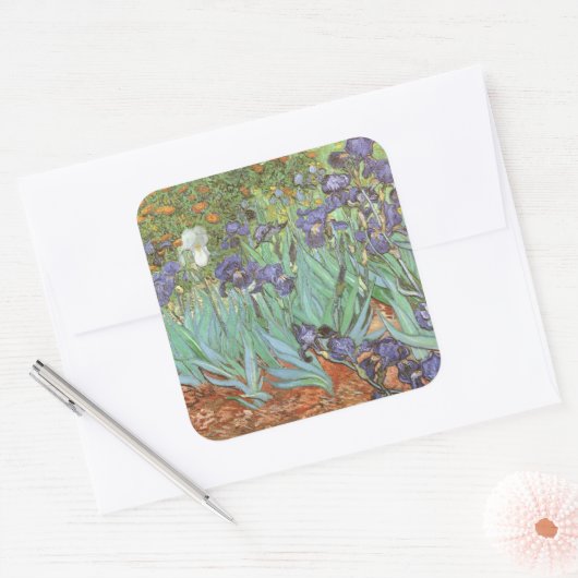Vincent van Gogh - Irises Vierkante Sticker (Envelop)