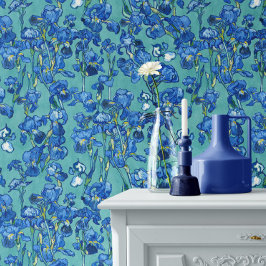 Vincent Van Gogh Irissen Kobaltblauw Turquoise Behang