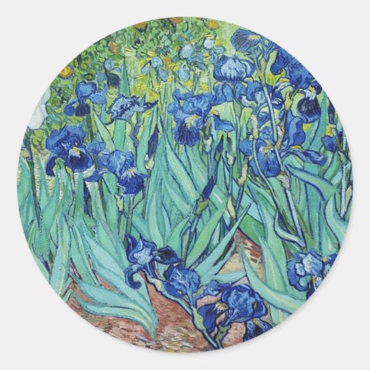 Vincent van Gogh Irissen Ronde Sticker (Voorkant)