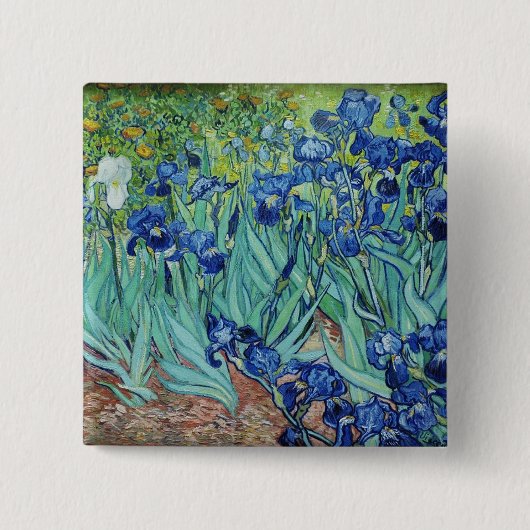 Vincent van Gogh Irissen Vierkante Button 5,1 Cm (Voorkant)