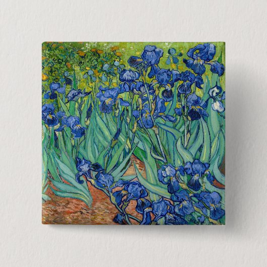 Vincent Van Gogh - Irissen Vierkante Button 5,1 Cm (Voorkant)