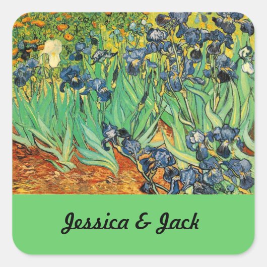 Vincent van Gogh,Irissen Vierkante Sticker (Voorkant)
