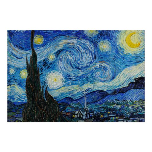 Vincent Van Gogh is de Sterrennacht (1889) Perfect Poster (Voorkant)