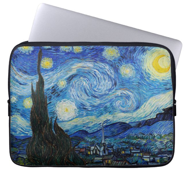 Vincent Van Gogh is de Sterrennacht Laptop Sleeve (Voorkant)