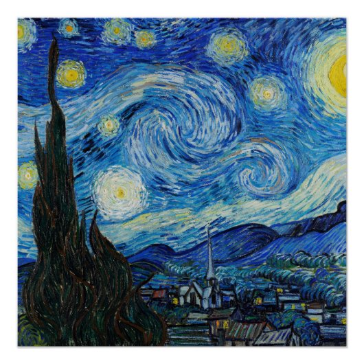 Vincent Van Gogh is de Sterrennacht Perfect Poster (Voorkant)