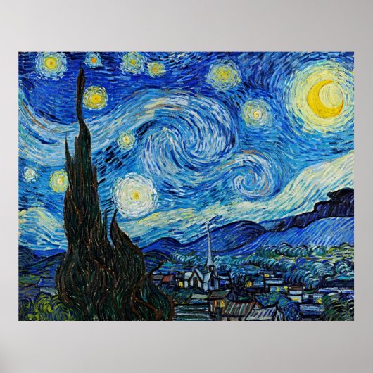 Vincent Van Gogh is de Sterrennacht Poster (Voorkant)