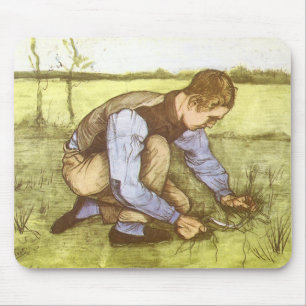 Vincent van Gogh - Jongen die gras maait met sikke Muismat