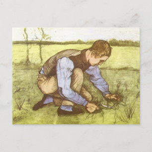 Vincent van Gogh - Jongen die gras snijdt met sikk Briefkaart