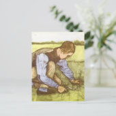Vincent van Gogh - Jongen die gras snijdt met sikk Briefkaart (Staand voorkant)