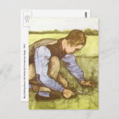 Vincent van Gogh - Jongen die gras snijdt met sikk Briefkaart (Voorkant / Achterkant)