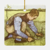 Vincent van Gogh - Jongen die gras snijdt met sikk Keramisch Ornament (Achterkant)