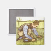 Vincent van Gogh - Jongen die gras snijdt met sikk Magneet (Voorkant / Achterkant)