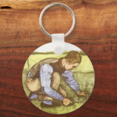 Vincent van Gogh - Jongen die gras snijdt met sikk Sleutelhanger (Voorkant)