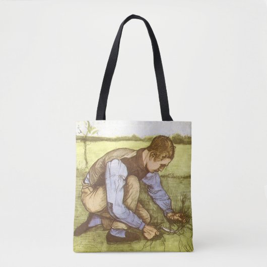 Vincent van Gogh - Jongen die gras snijdt met sikk Tote Bag (Voorkant)