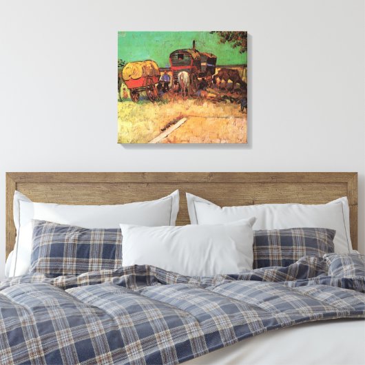 Vincent van Gogh - Kamp van zigeunerkaravanen Canvas Afdruk (Insitu (Slaapkamer))