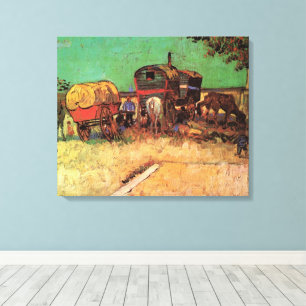 Vincent van Gogh - Kamp van zigeuners met wagens Canvas Afdruk
