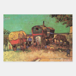 Vincent van Gogh - Kampement van zigeuners woonwag Inpakpapier Vel