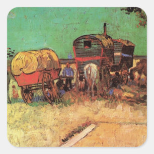 Vincent van Gogh - Kampement van zigeuners woonwag Vierkante Sticker