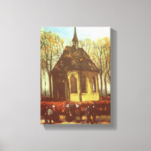 Vincent van Gogh - Kapel bij Nuenen, kerkgangers Canvas Afdruk