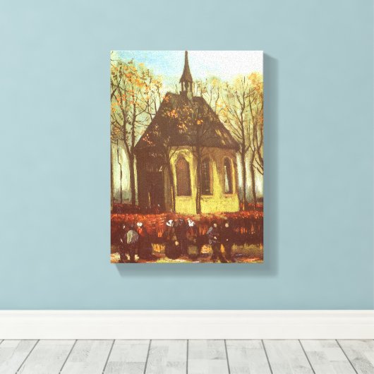 Vincent van Gogh - Kapel in Nuenen, Kerkbezoekers Canvas Afdruk (Insitu (Houten vloer))